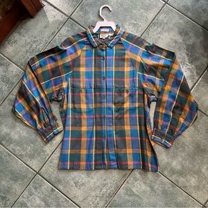VTG 80s Mr. Witt Plaid Flannel Style Dress Shirt